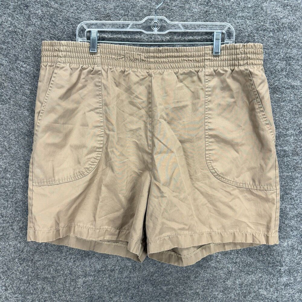 Joan Harper Shorts Women 18 Plus Beige High Rise Chino Pull On Elastic Waist